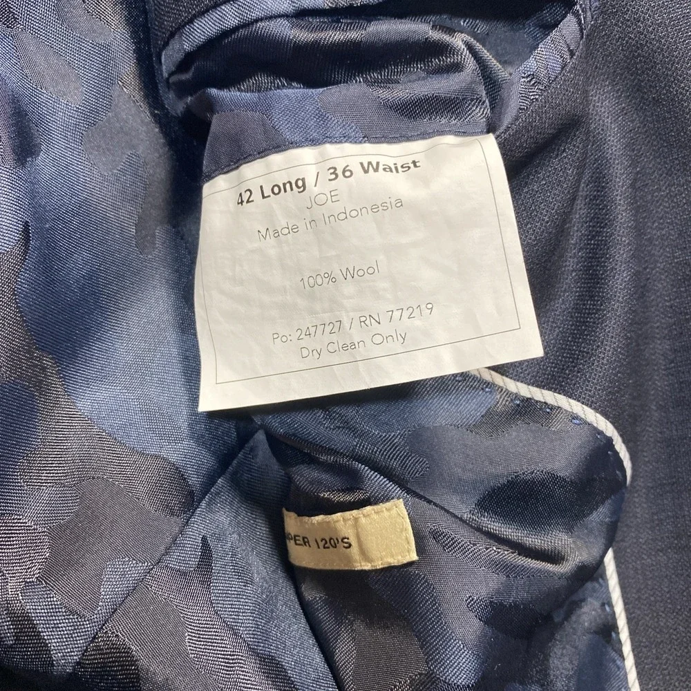 Joseph Abboud Blazer Mens 42L Blue Mazzotto Super 120s Wool Jacket Slim Fit